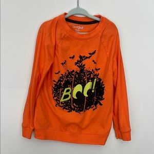 Cat & Jack Orange Halloween Sweatshirt with Spooky Graphics